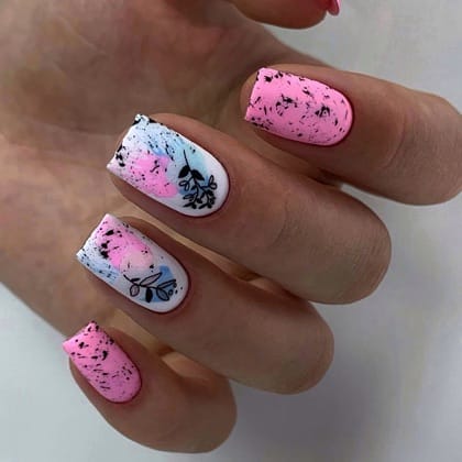 Комбинированный маникюр,покрытие gelcolor OPI,термопленки NCLA